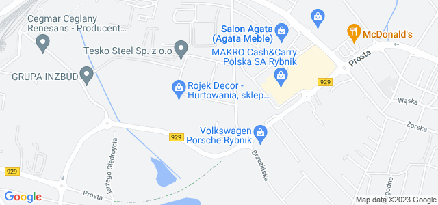 Mapa dojazdu inVerno Centrum Łazienek Rybnik
